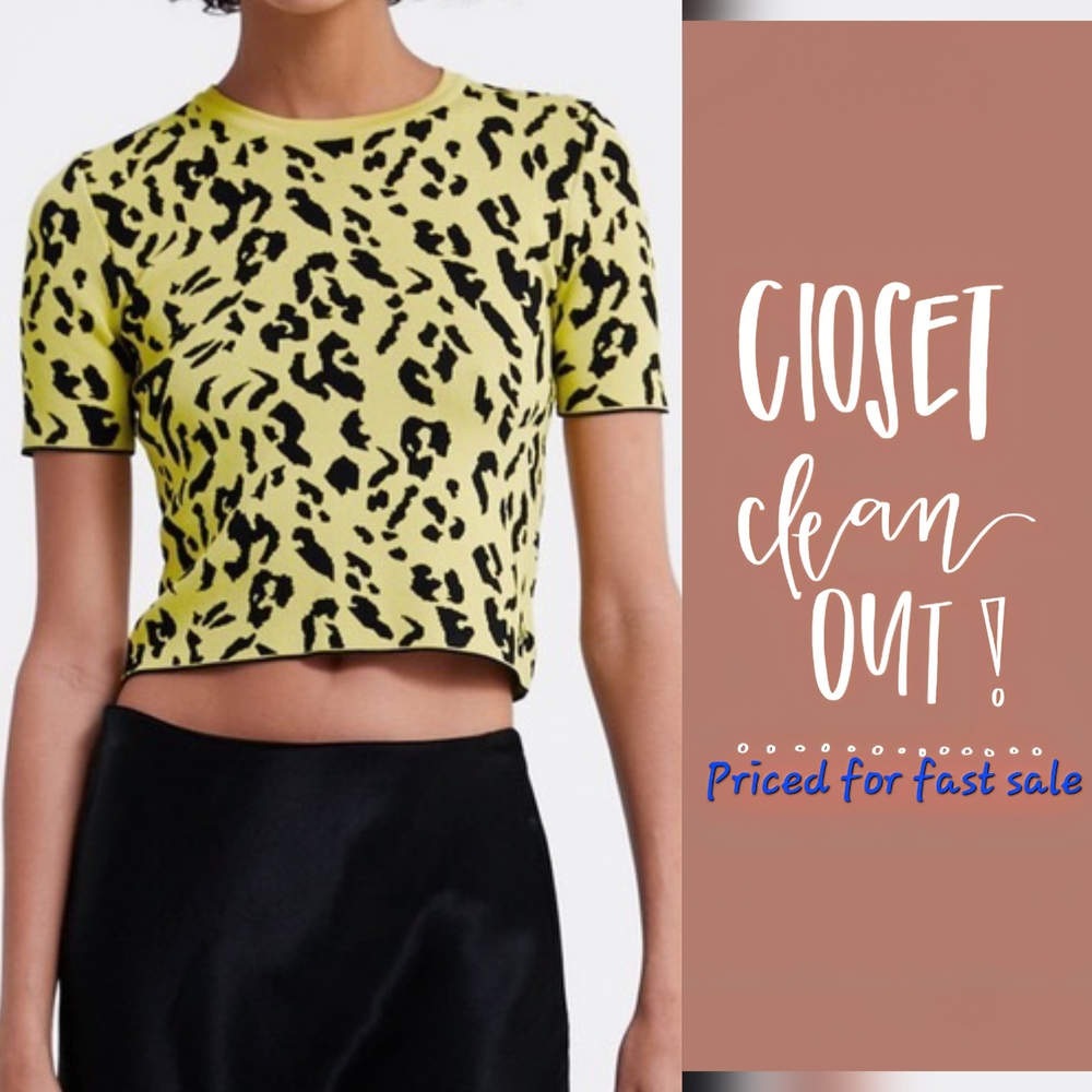 Zara Leopard Print Yellow Crop Top
